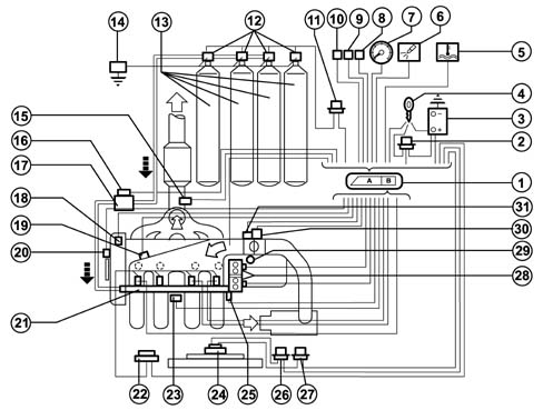 1058A GAS CIRCUIT MULTI POINT INJECTION (BIPOWER, BLUPOWER) - Fiat ...